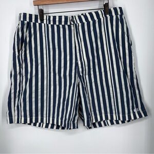 Solid & Striped The Boardshort Swim Trunks in Blue Cream Stripe